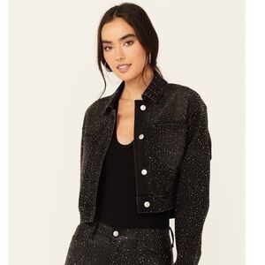 Forever 21 Black Sparkly Jean Jacket